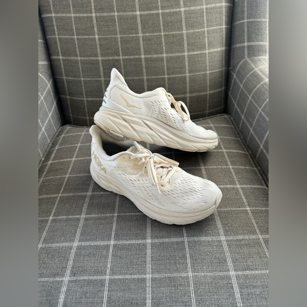 Hoka Cream/Beige Clifton 8 Running Shoes Mens Size 8D - Picture 10 of 12